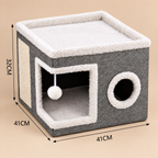 Modern Foldable Cat House with Double-Sided All-Season Cushion & Hanging Toys