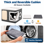 Modern Foldable Cat House with Double-Sided All-Season Cushion & Hanging Toys