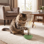 Teeth Cleaning Catnip Tumbler Cat Toy – Interactive Feather Teaser with Bell