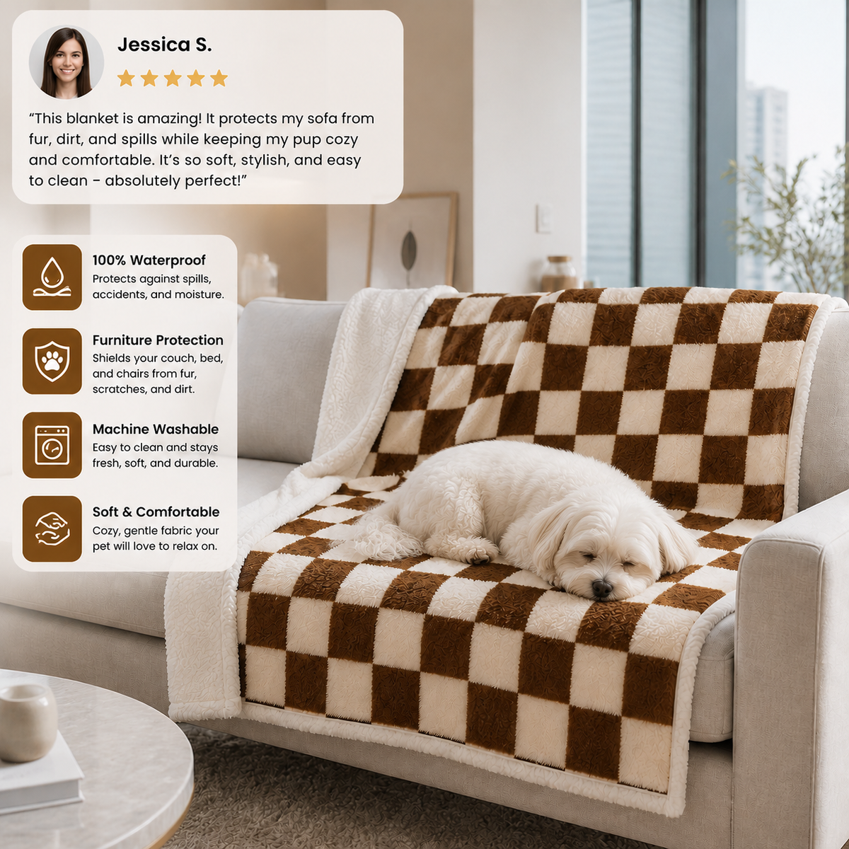 Waterproof Pet Blanket – Dual-Sided Couch & Furniture Protector