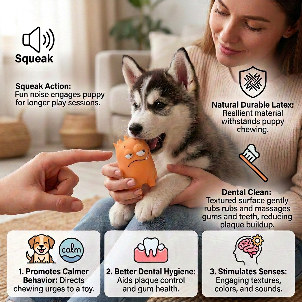 Durable Natural Monster Latex Dental Squeaky Dog Toy