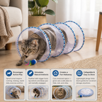 Collapsible Spiral Cat Play Tunnel with Feather Bells