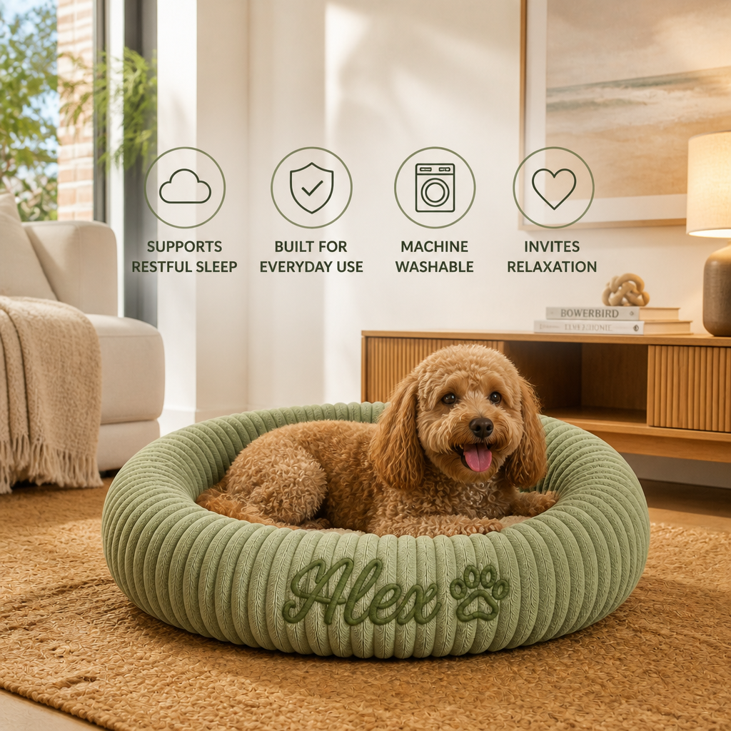 Personalized Round Fluffy Dog Bed