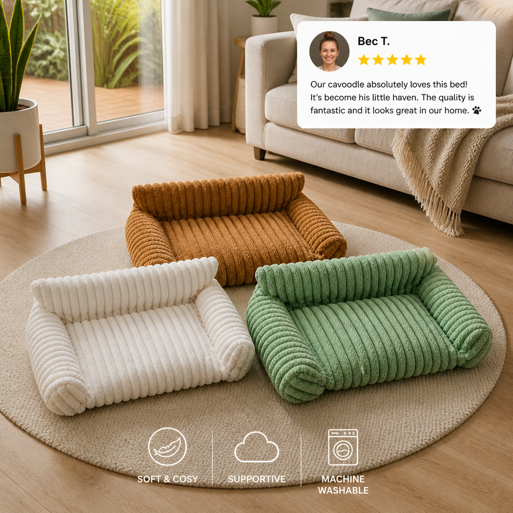 Fluffy Cloud Cat Sofa Bed with Soft Bolsters & Washable Covers
