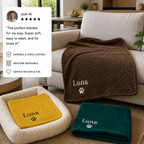 Personalized Fluffy Dog Blanket with Custom Embroidery