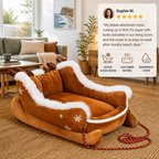 Christmas Sleigh-Shaped Plush Pet Bed with Washable Waterproof Cover