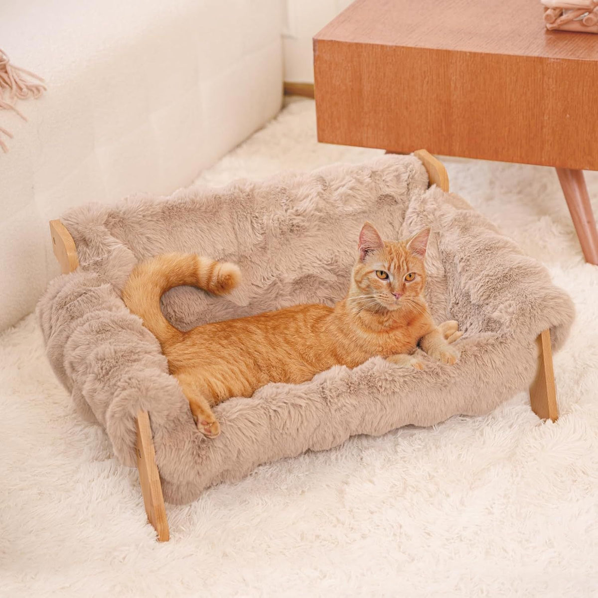 Luxury Elevated Solid Wood Cat Couch Bed
