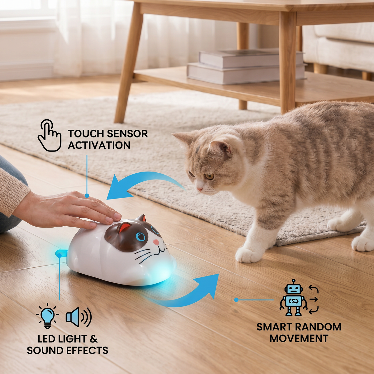 Touch-Activated Smart Cat Robot Toy