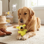 Giggling tooth cleaning toy in dog colours