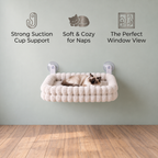 Fluffy Cordless Folding Cat Window Hammock with Strong Suction Cups & Washable Cover
