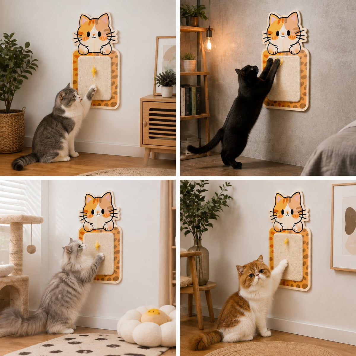 2-in-1 Wall-Mounted Cat Scratcher & Interactive Play Toy