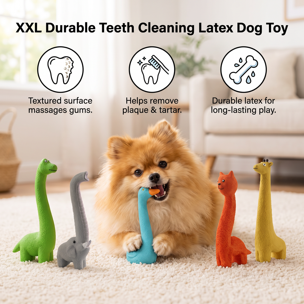 XXL Durable Teeth Cleaning Latex Dog Toy