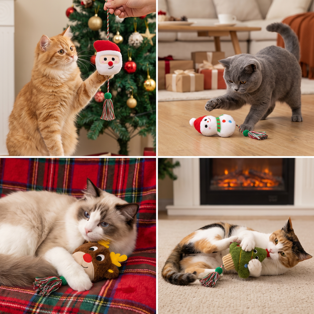 Christmas Catnip Rope Teaser Cat Toy