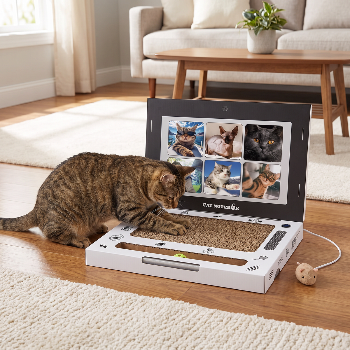 Cardboard Laptop Cat Scratcher & Interactive Toy
