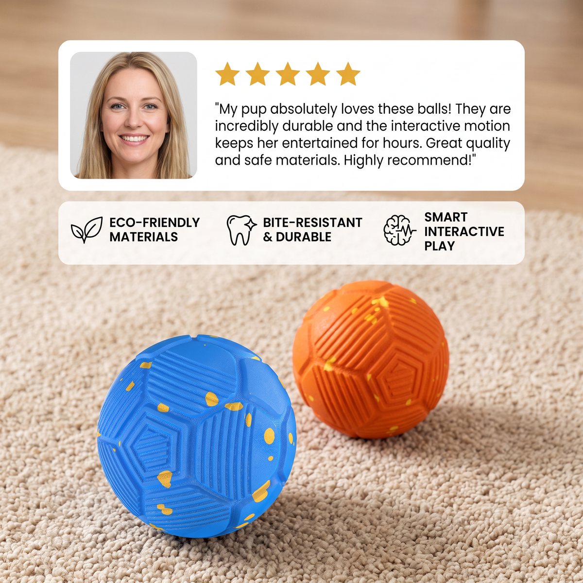 Eco-Friendly Bite-Resistant Smart Interactive Automatic Dog Ball