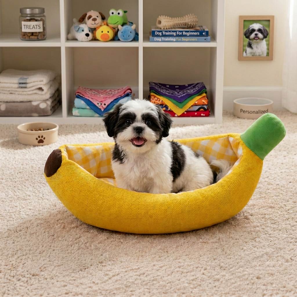 Banana-Shaped Cozy Pet Bed for Dogs