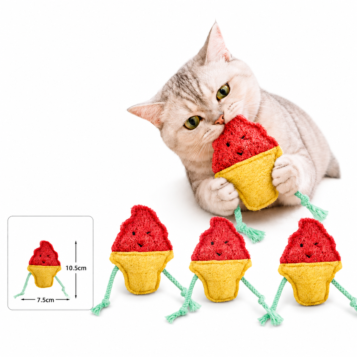 Teeth-Cleaning Catnip Chew Toys – Natural Loofah Dental Care & Play Set