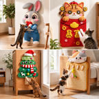 2in1 Woven Self-Adhesive Cat Scratching Mat & Furniture Protector with Interactive Toy