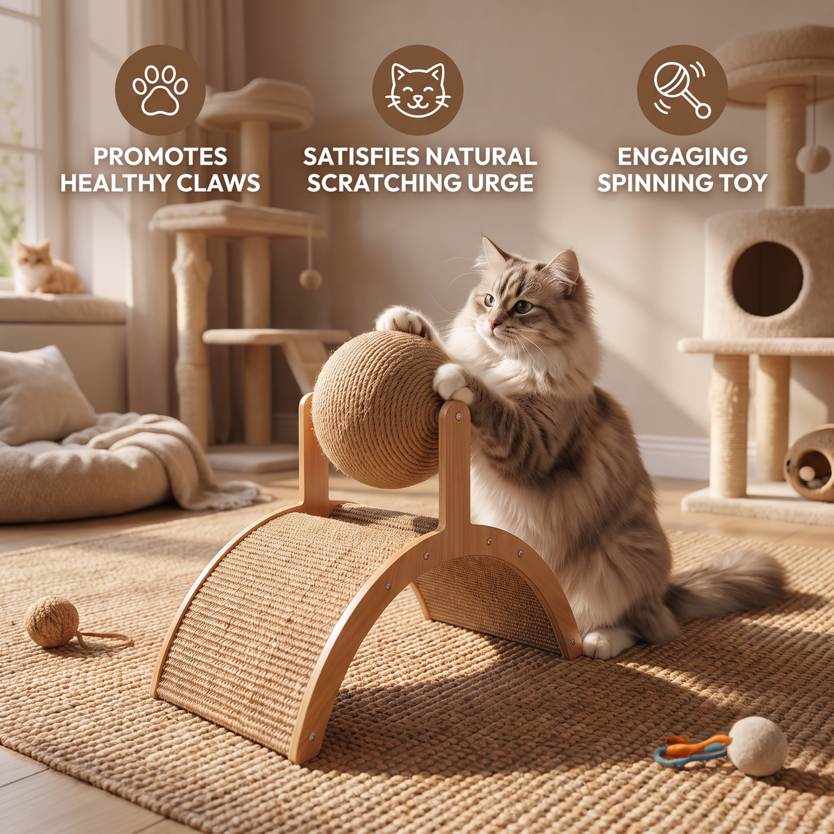 Interactive Ferris Wheel Cat Scratcher with Spinning Jute Ball