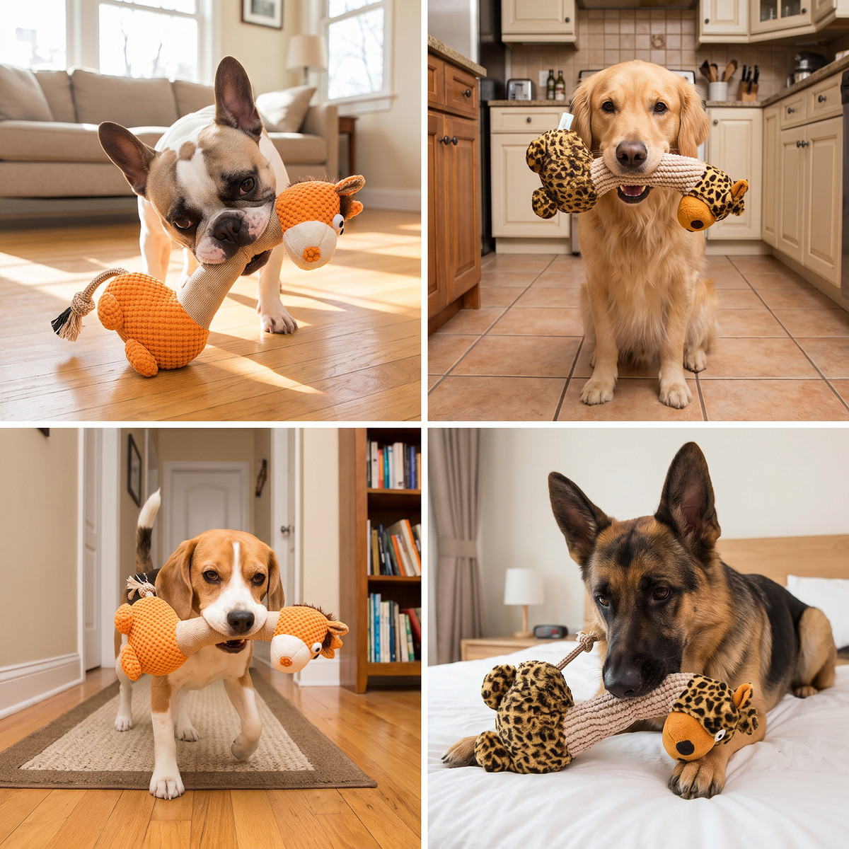 Durable Cotton Rope Teeth Cleaning Plush Dog Toy with Squeaker