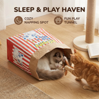 Cat Sleep & Play Cardboard Popcorn Bag