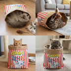 Cat Sleep & Play Cardboard Popcorn Bag