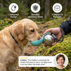 2-in-1 Dog Travel Water Bottle – Leakproof Stainless Steel Bottle with Silicone Bowl