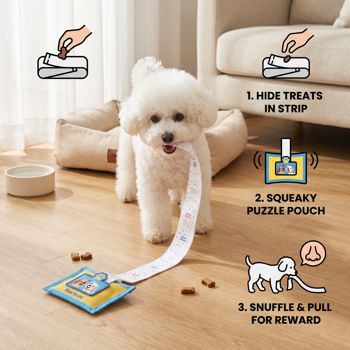 Durable Wet Wipe Snuffle Toy for Dogs – Squeaky Nosework Puzzle with Hidden Treat Pocket
